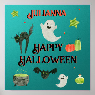 Halloween Türkis und Grün Poster
