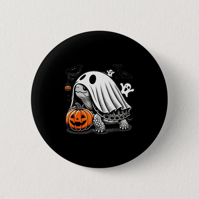 Halloween Turtle Ghost Pumpkin Costume Terran Tort Button (Vorderseite)