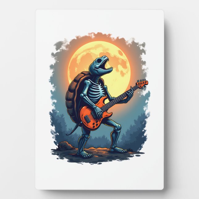 Halloween Turtle Skeleton Rocker T-Shirt für Music Fotoplatte (Vorderseite)