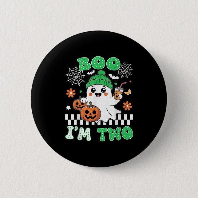 Halloween Two Birthday Boo Im Two Groovy Birthday  Button (Vorderseite)