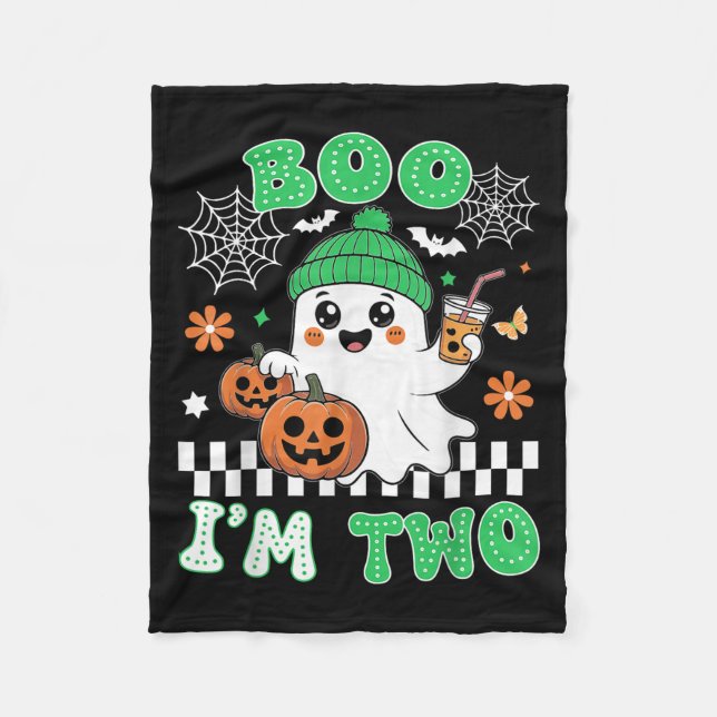 Halloween Two Birthday Boo Im Two Groovy Birthday  Fleecedecke (Vorderseite)