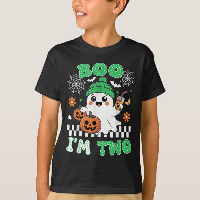 Halloween Two Birthday Boo Im Two Groovy Birthday  T-Shirt (Vorderseite)
