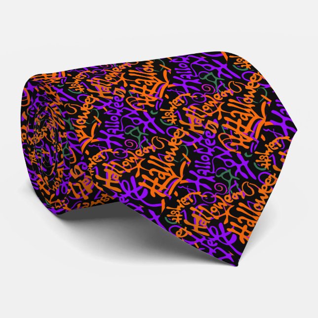 Halloween Typografie Krawatte (Gerollt)