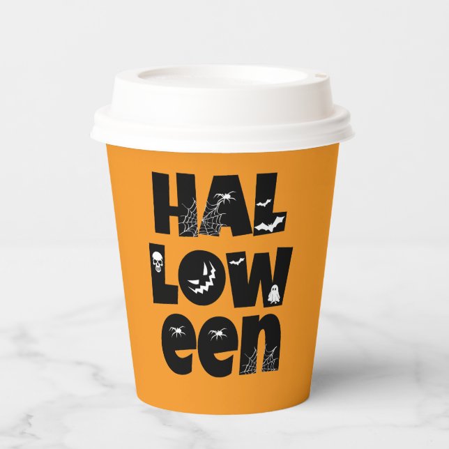 Halloween Typography Pappbecher (Vorderseite)