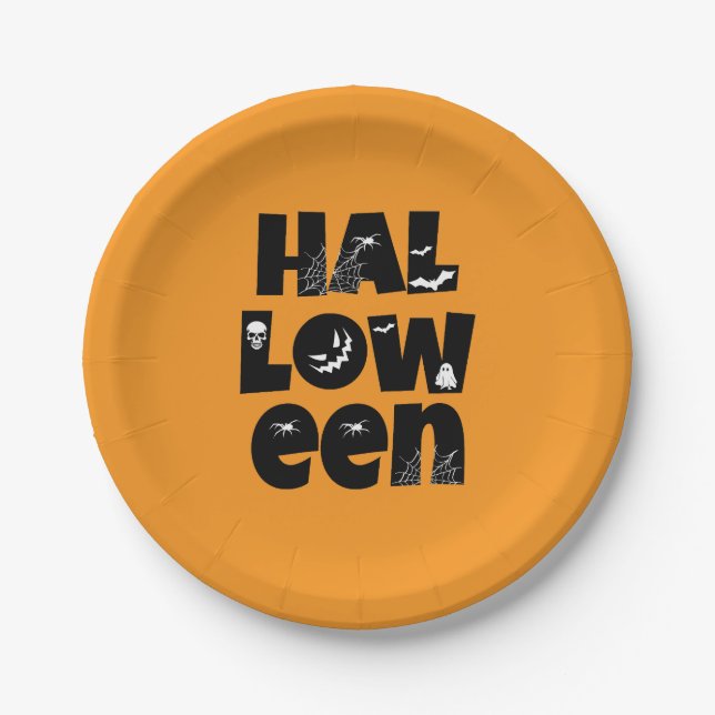 Halloween Typography Pappteller (Vorderseite)