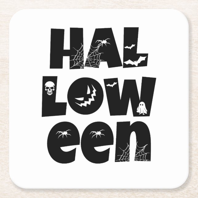 Halloween Typography Rechteckiger Pappuntersetzer (Vorderseite)