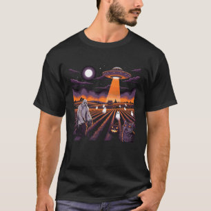 Halloween-UFO-Geisterkatze-Kürbis-Nachtszene T-Shirt