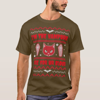 Halloween Ugly Sweater Creepy Cat T-Shirt