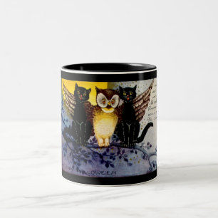 Halloween und Black Cats Zweifarbige Tasse