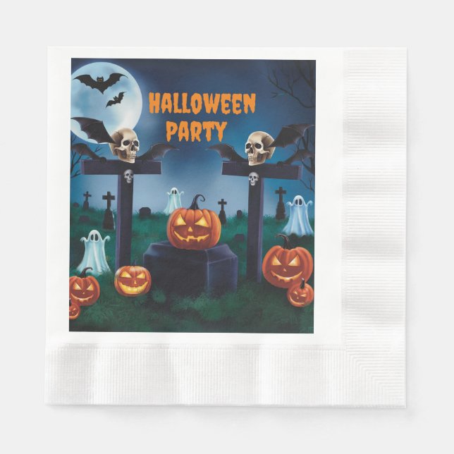 Halloween und ein gruseliger Friedhof Serviette (Vorderseite)