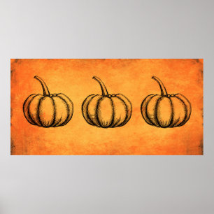 Halloween- und Erntedank-Design mit Kürbissen Poster