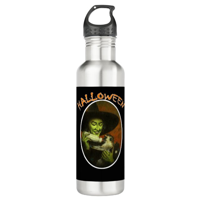 Halloween und fliegender Affe Edelstahlflasche (Vorderseite)
