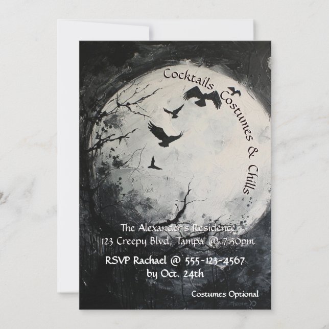 Halloween und Full Moon Einladung (Vorderseite)