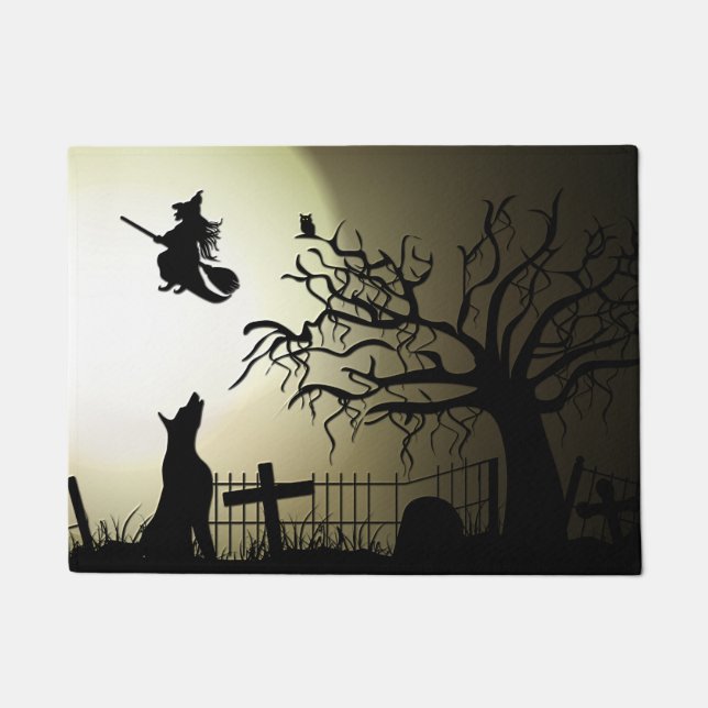Halloween und Howling Dog Fußmatte (Vorderseite)