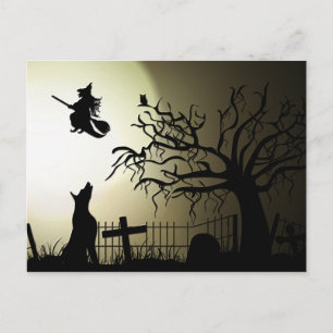 Halloween und Howling Dog Postkarte