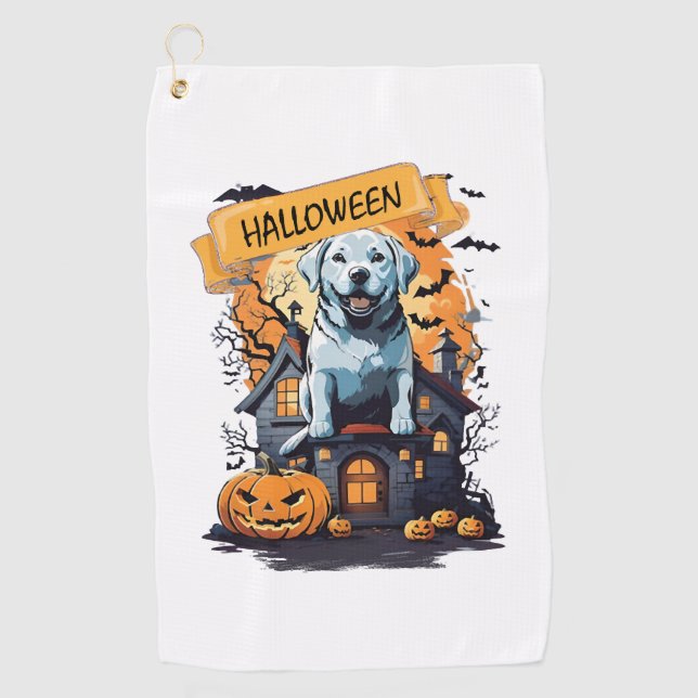 HALLOWEEN UND HUND GOLFHANDTUCH (Vorderseite)