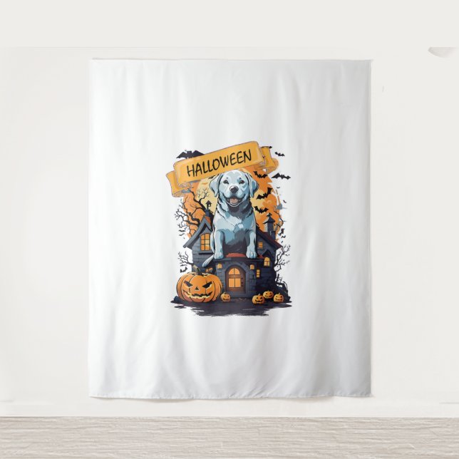 HALLOWEEN UND HUND WANDTEPPICH (Vorderseite)