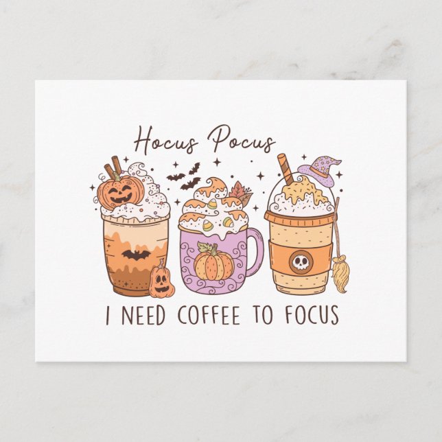 Halloween und Kaffee Postkarte (Vorderseite)