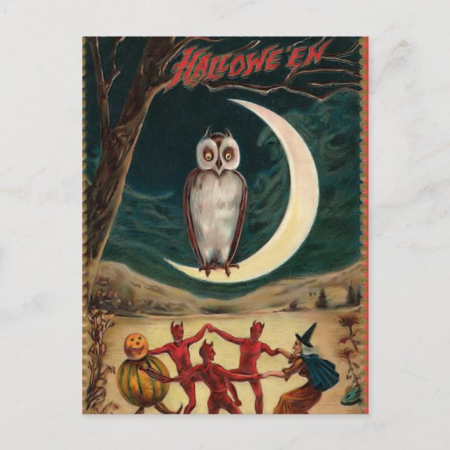 Halloween und Teufel Einladung Postkarte (Vorderseite)