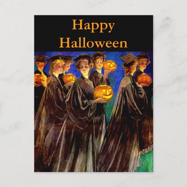 Halloween-Uni-Absolventen Postkarte (Vorderseite)