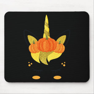 Halloween Unicorn Face Erntedank Pumpkins Girls Mousepad