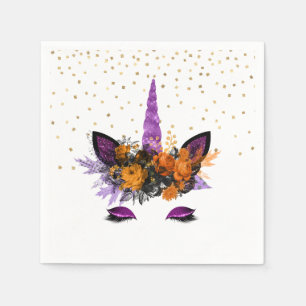 Halloween Unicorn Lila Glitzer Party Serviette