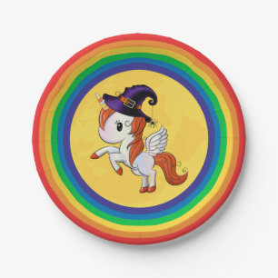 Halloween Unicorn Pegasus Hexe Pappteller