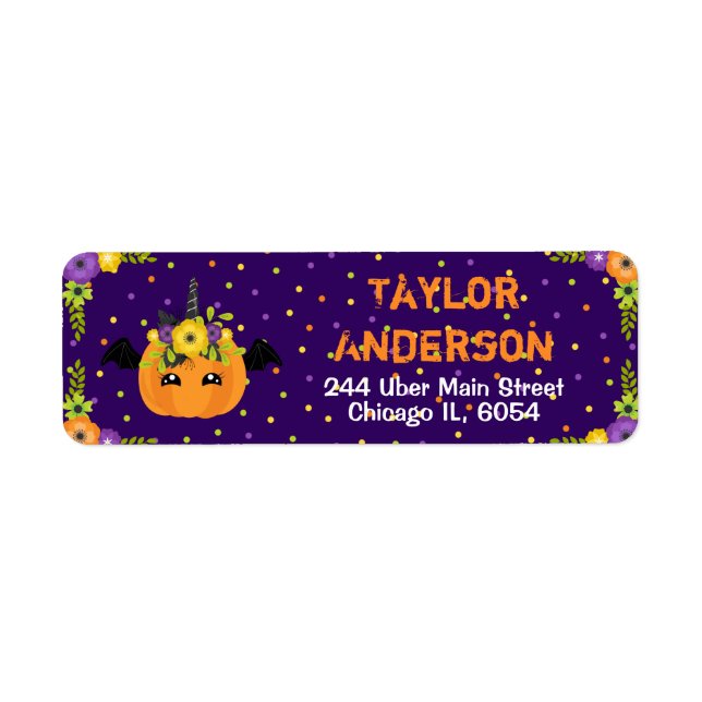 Halloween Unicorn Pumpkin Lila und Orange (Vorne)