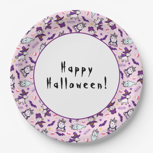 Halloween Unicorns Pappteller (Vorderseite)