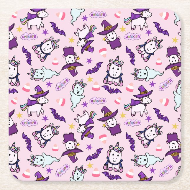 Halloween Unicorns Rechteckiger Pappuntersetzer (Vorderseite)