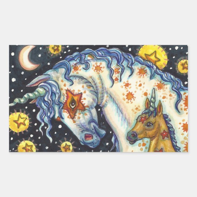 HALLOWEEN UNICORNS, STAR HORSE & COLT FANTASY RECHTECKIGER AUFKLEBER (Vorderseite)