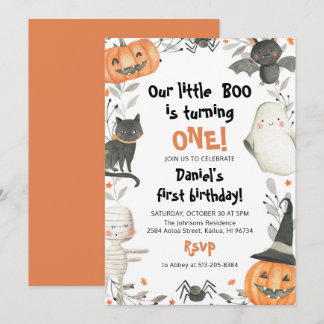 Halloween, unsere kleine Boo Geburtstagsparty Einladung