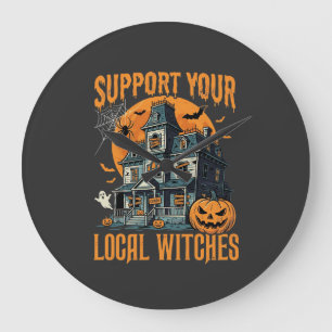 Halloween Unterstützt eure lokalen Hexen Spukhaus Große Wanduhr