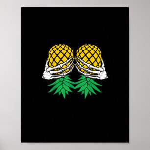 Halloween Updown Pineaple Swinger Skeleton H Poster
