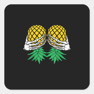 Halloween Updown Pineaple Swinger Skeleton H Quadratischer Aufkleber