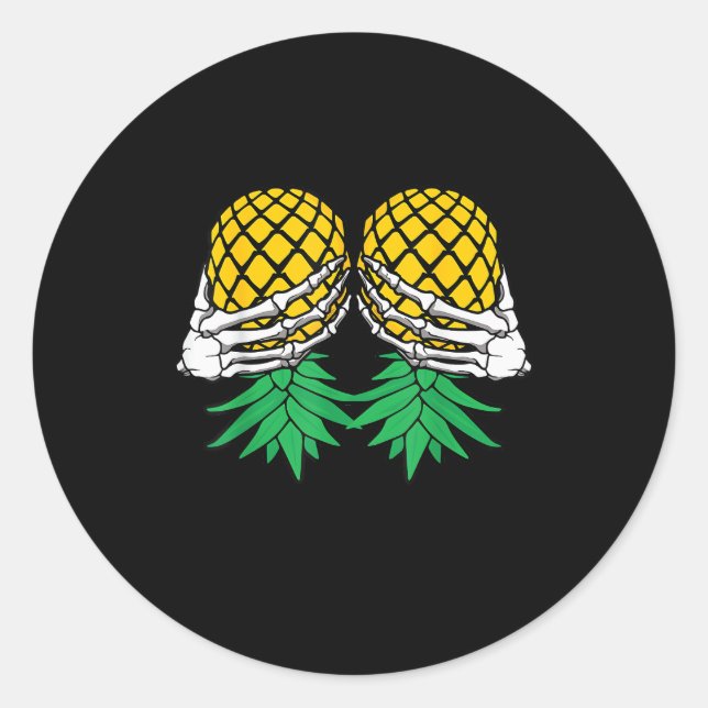Halloween Updown Pineaple Swinger Skeleton H Runder Aufkleber (Vorderseite)