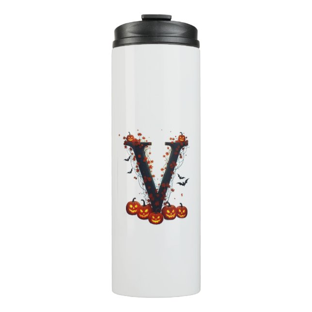 Halloween-V-Kürbisse Thermosbecher (Vorderseite)