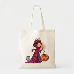 Halloween-Vampir mit Katze und Kürbis Tragetasche