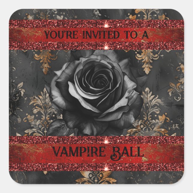 Halloween-Vampir-Party Quadratischer Aufkleber (Vorderseite)