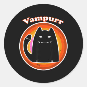 Halloween Vampir schwarzes Kätzchen Dracula Vampur Runder Aufkleber