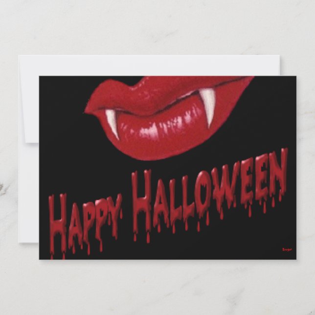 Halloween-Vampir-Zähne mit glücklichem Halloween Einladung (Vorderseite)