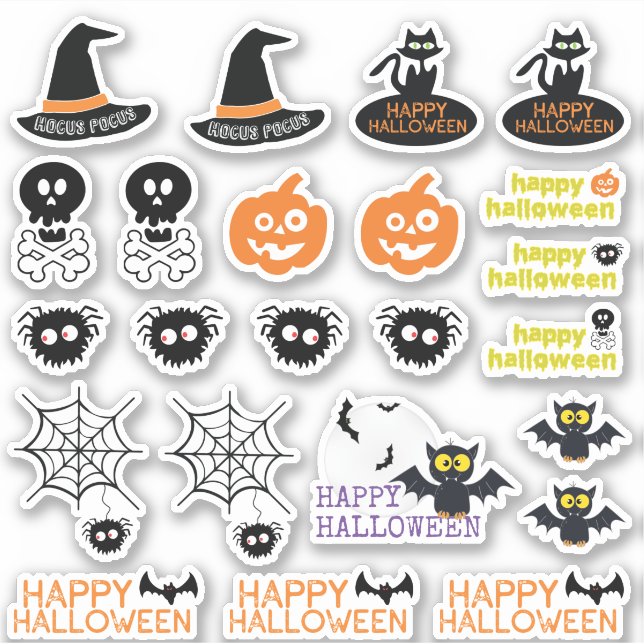 Halloween Vampire Bat Hexenhut Spider Web Skull Aufkleber (Vorderseite)
