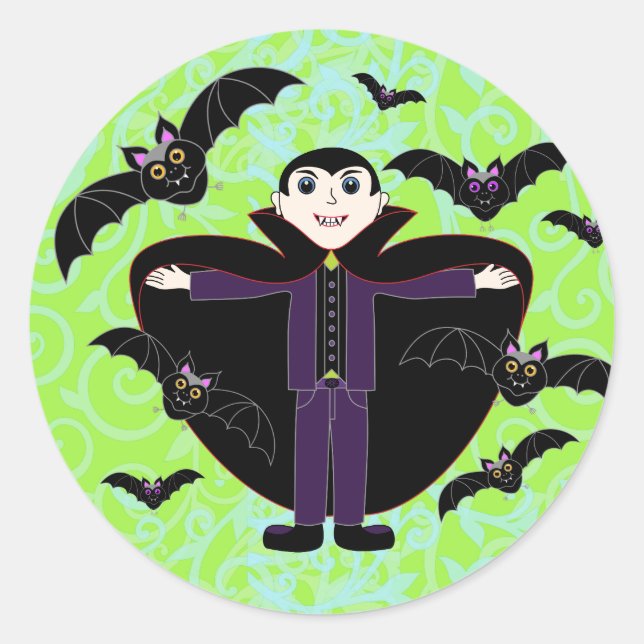 Halloween Vampire Bats Green Runder Aufkleber (Vorderseite)
