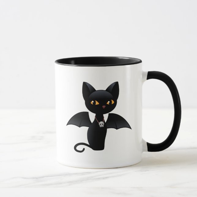 Halloween Vampire Black Cat mit Flügeln Tasse (Rechts)