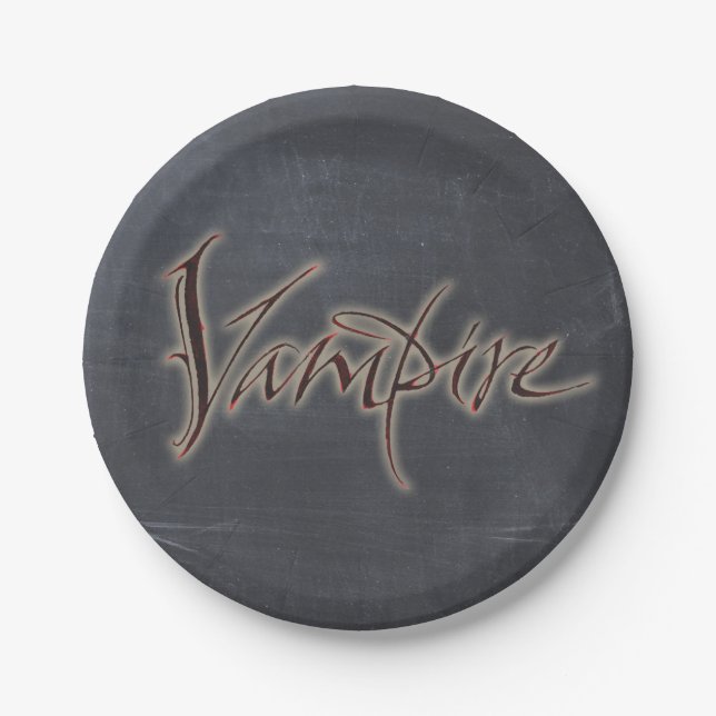 Halloween Vampire Black Gray Blood Red Glow Adult Pappteller (Vorderseite)