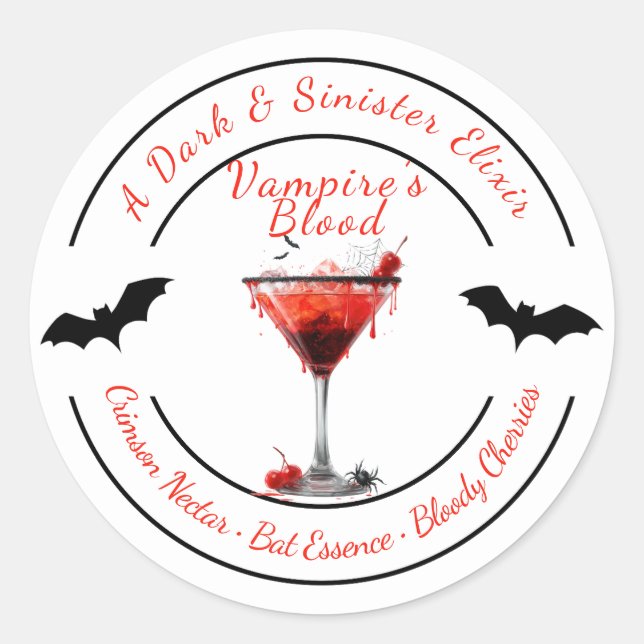 Halloween | Vampire Blood Cocktail | Spooky Drink Runder Aufkleber (Vorderseite)