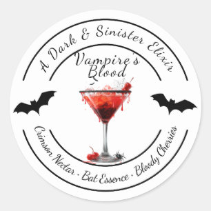 Halloween   Vampire Blood Cocktail   Spooky Drink Runder Aufkleber