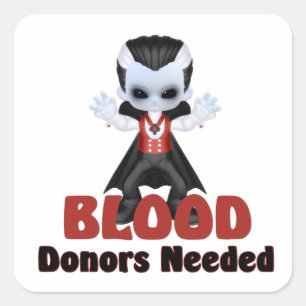 Halloween Vampire Blutspender erforderlich Quadratischer Aufkleber
