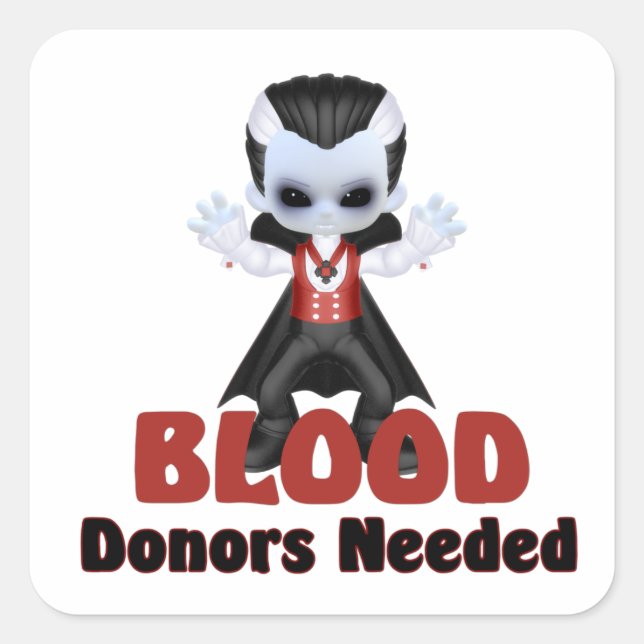 Halloween Vampire Blutspender erforderlich Quadratischer Aufkleber (Vorderseite)