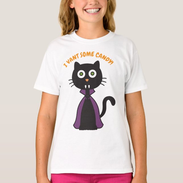 Halloween Vampire Cat T-Shirt (Vorderseite)